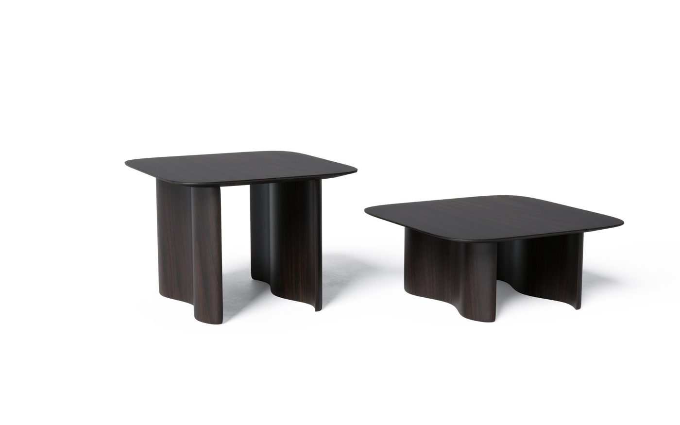 Moraine Side Table — Glacial lines, soft mass