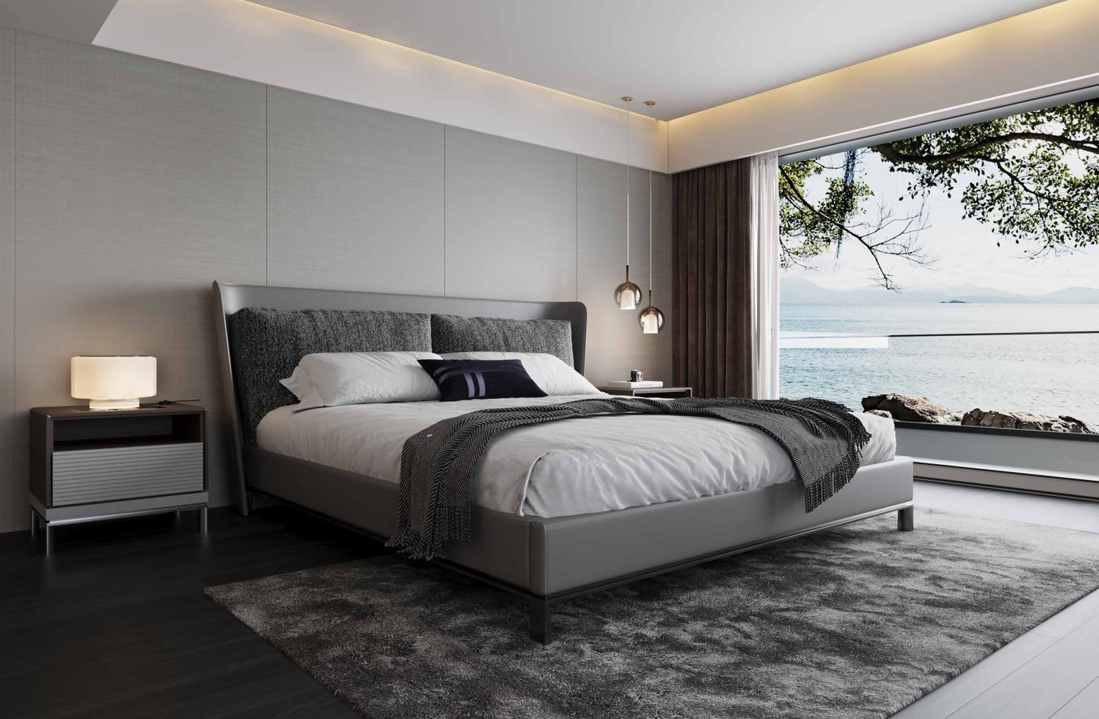Amour Bed — Autumn Whispers, Enveloping Embrace, styled in a luxury bedroom