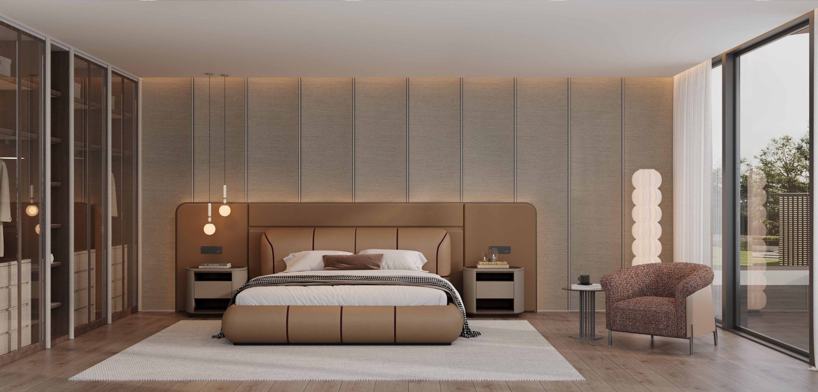 Barcarolla Bed — Boat-shaped Rhythm, Serene Slumber, styled in a luxury bedroom