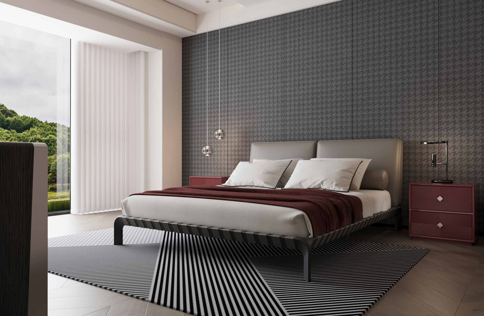 Danuvius Bed — Gentleman's Poise, Woven Leather Elegance, styled in a luxury bedroom