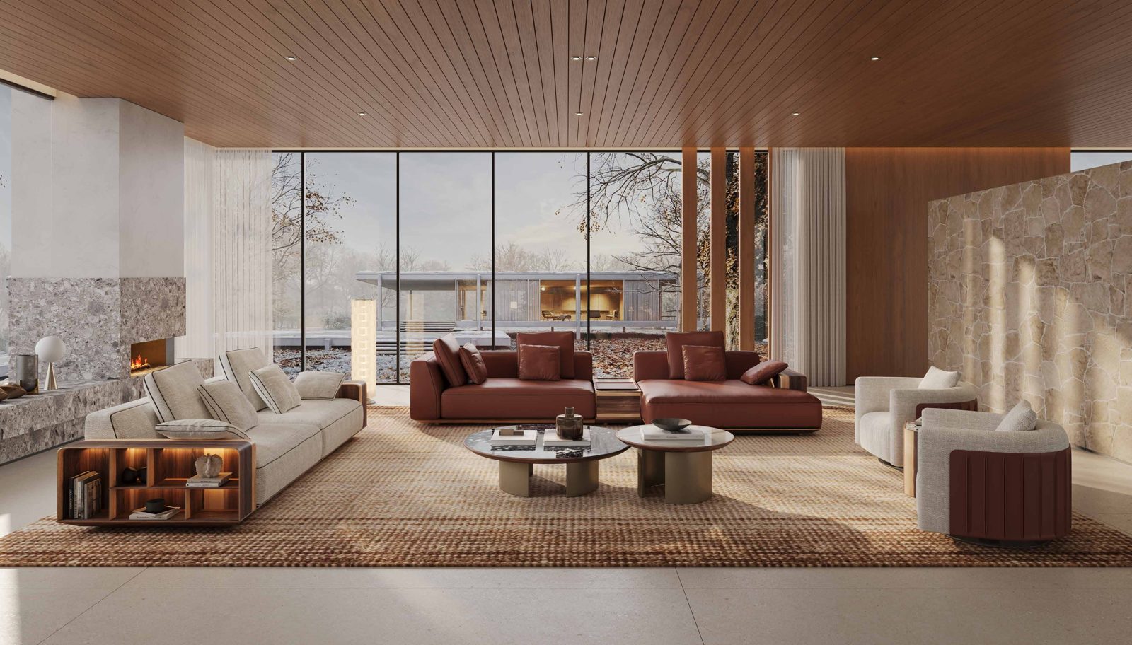 Fermo Sideboard — Rock Texture & Premium Design, styled in a luxury living room