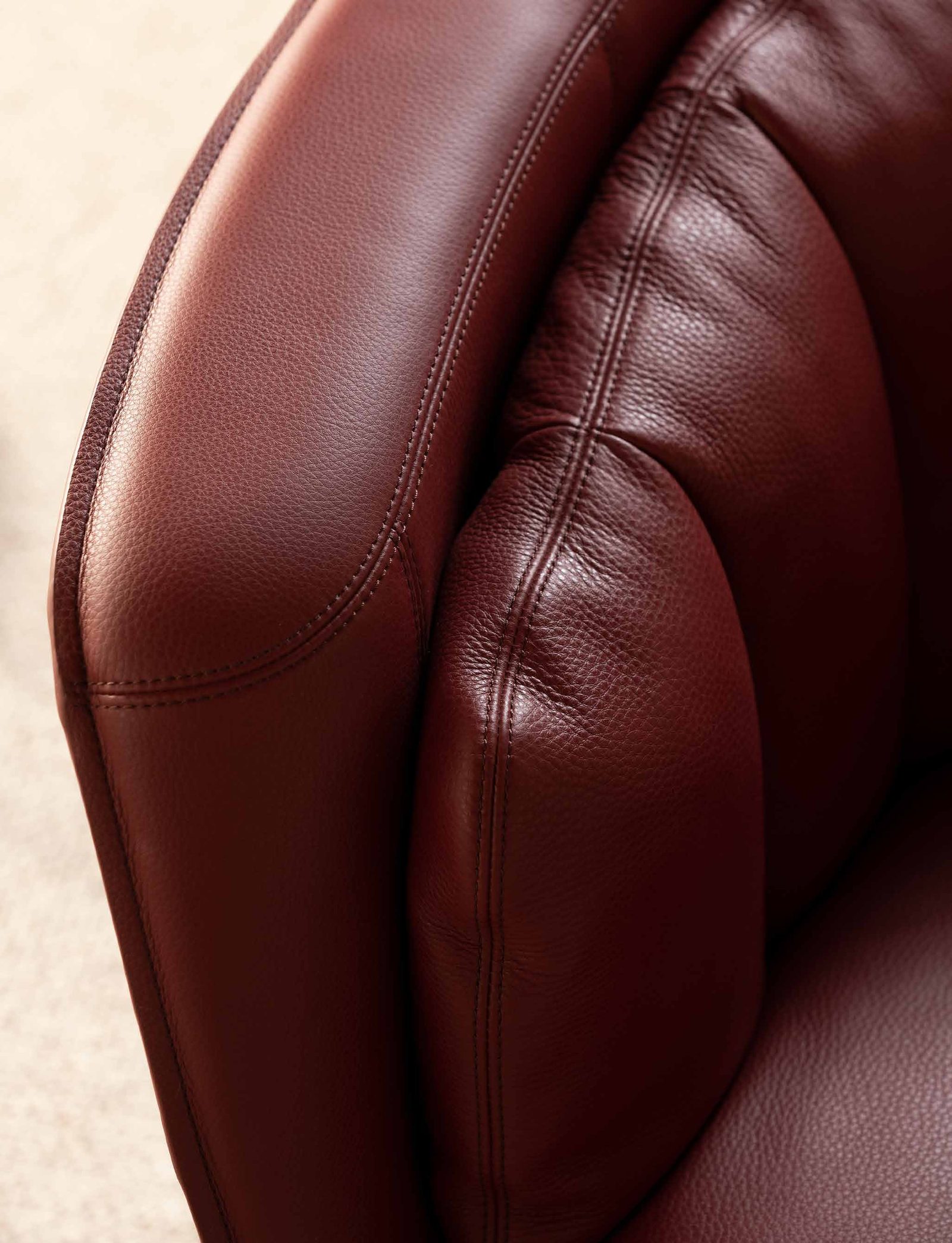 Lyon Leisure Chair — River-inspired Curves, Wine-red Elegance, styled in a luxury living room