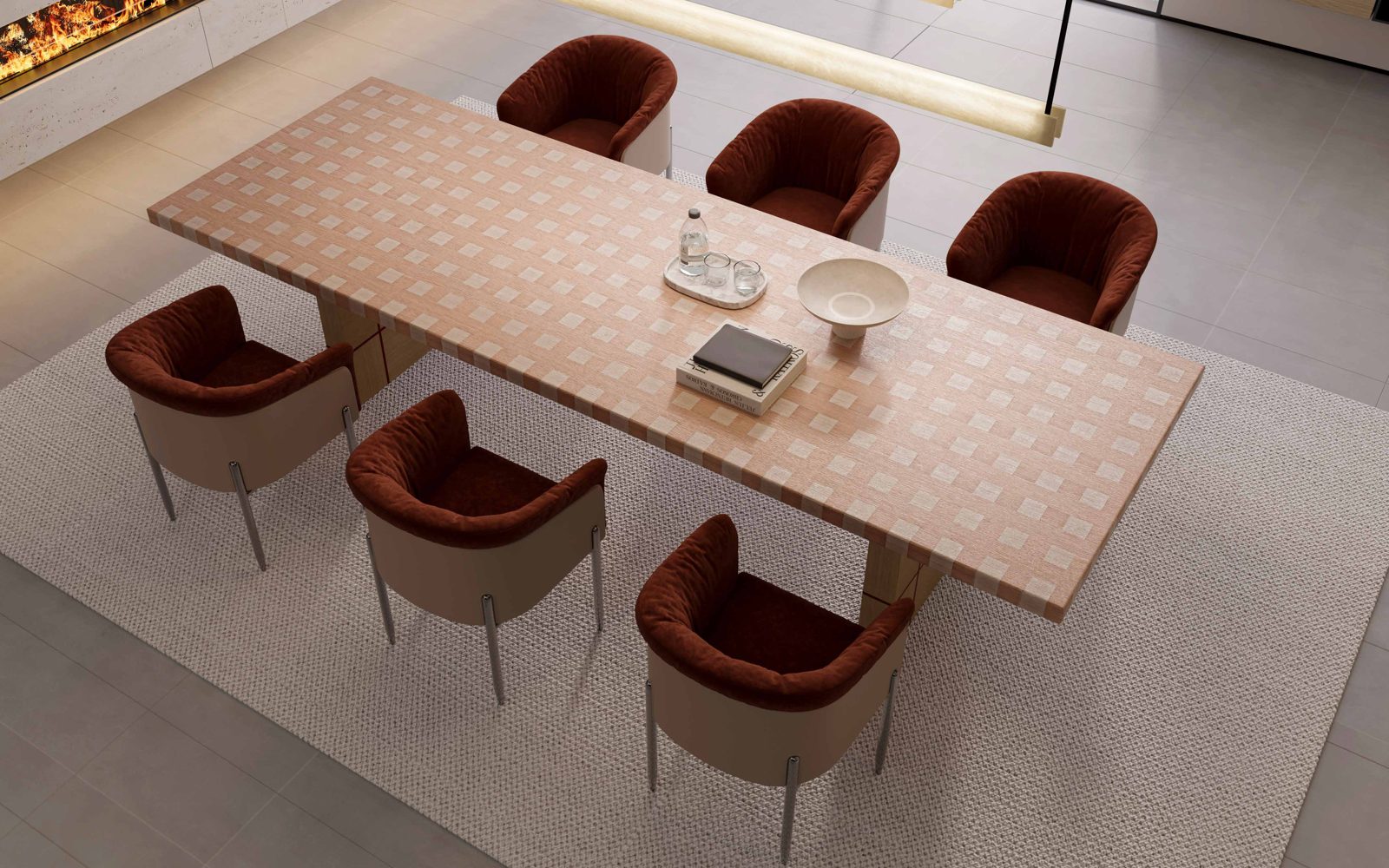Manhattan Dining Table — Geometric Harmony, Art in Balance, styled in a luxury dining room