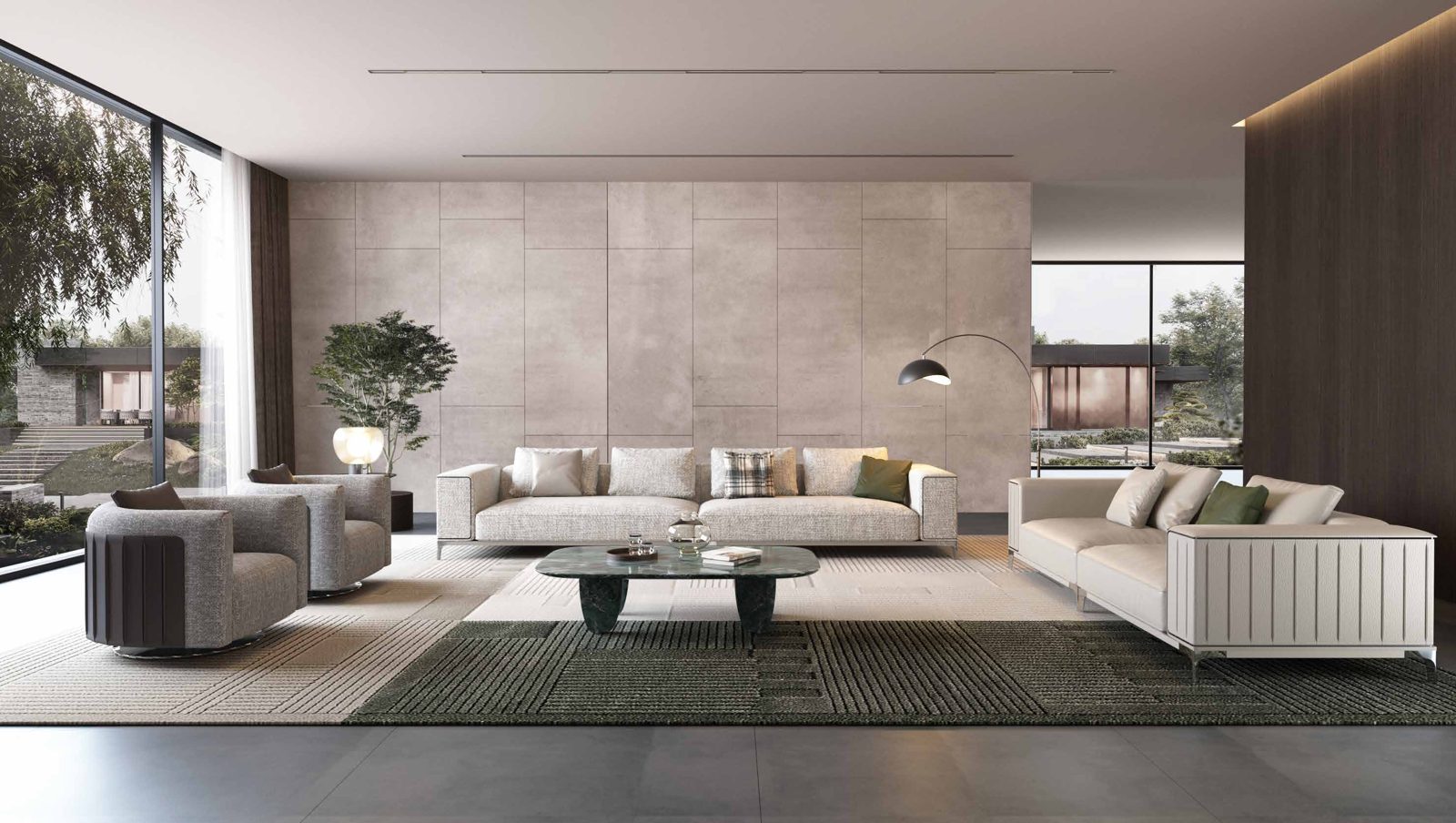 Merlin Leisure Chair — Linear Sculpture, Luxurious Relaxation, styled in a luxury living room