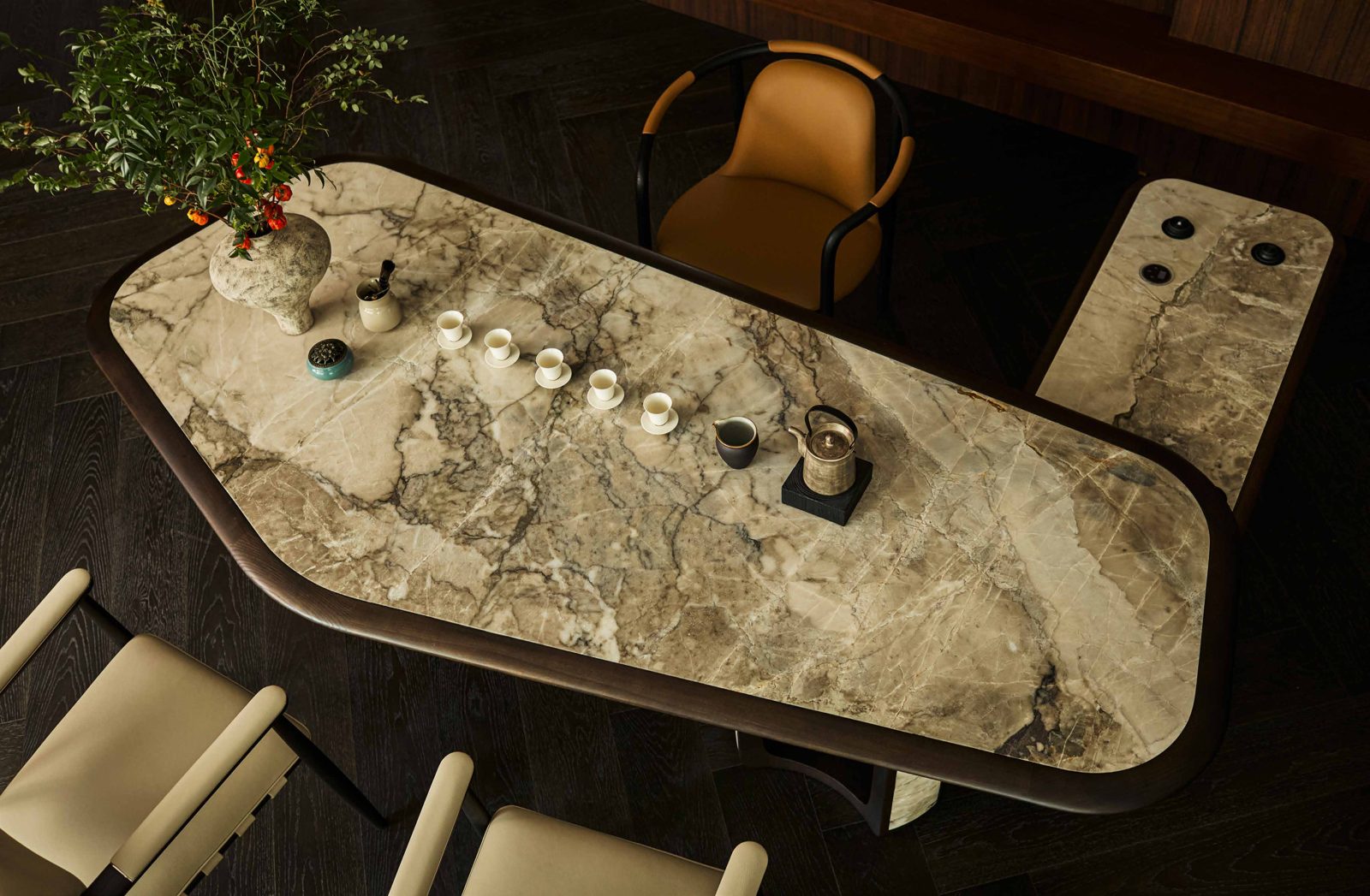 Mirabel Tea Table — Luxe Blends, Elegant Tea Charm, styled in a luxury living room