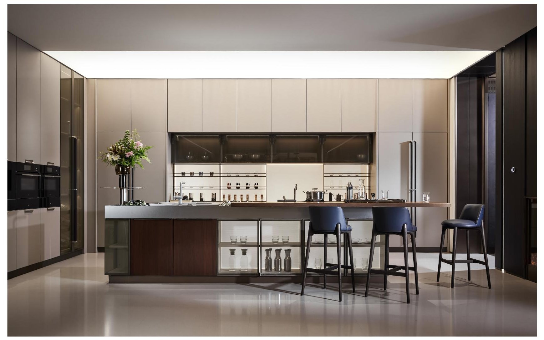 Modern kitchen with bar stools