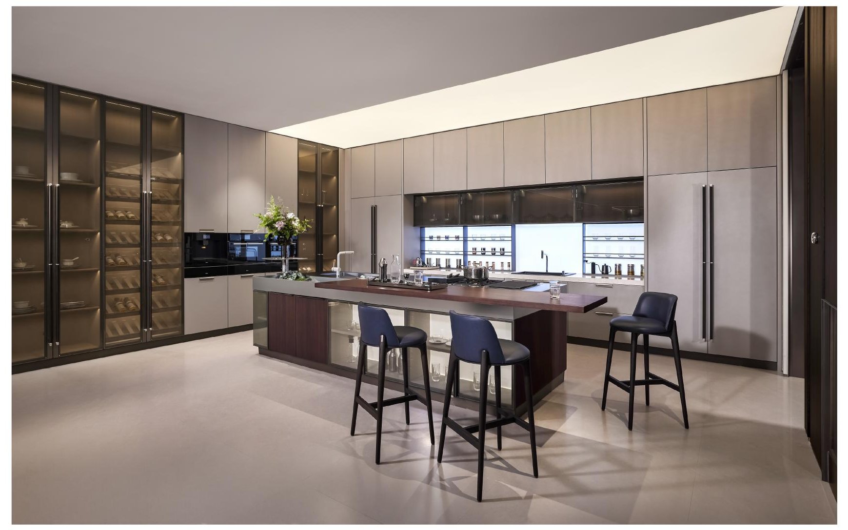 Glass cabinetry kitchen