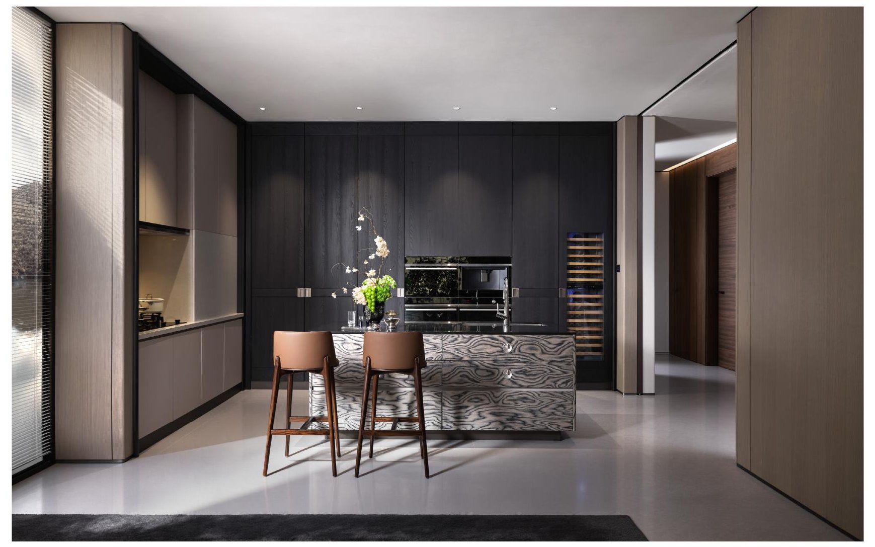 Kitchen with mountain view