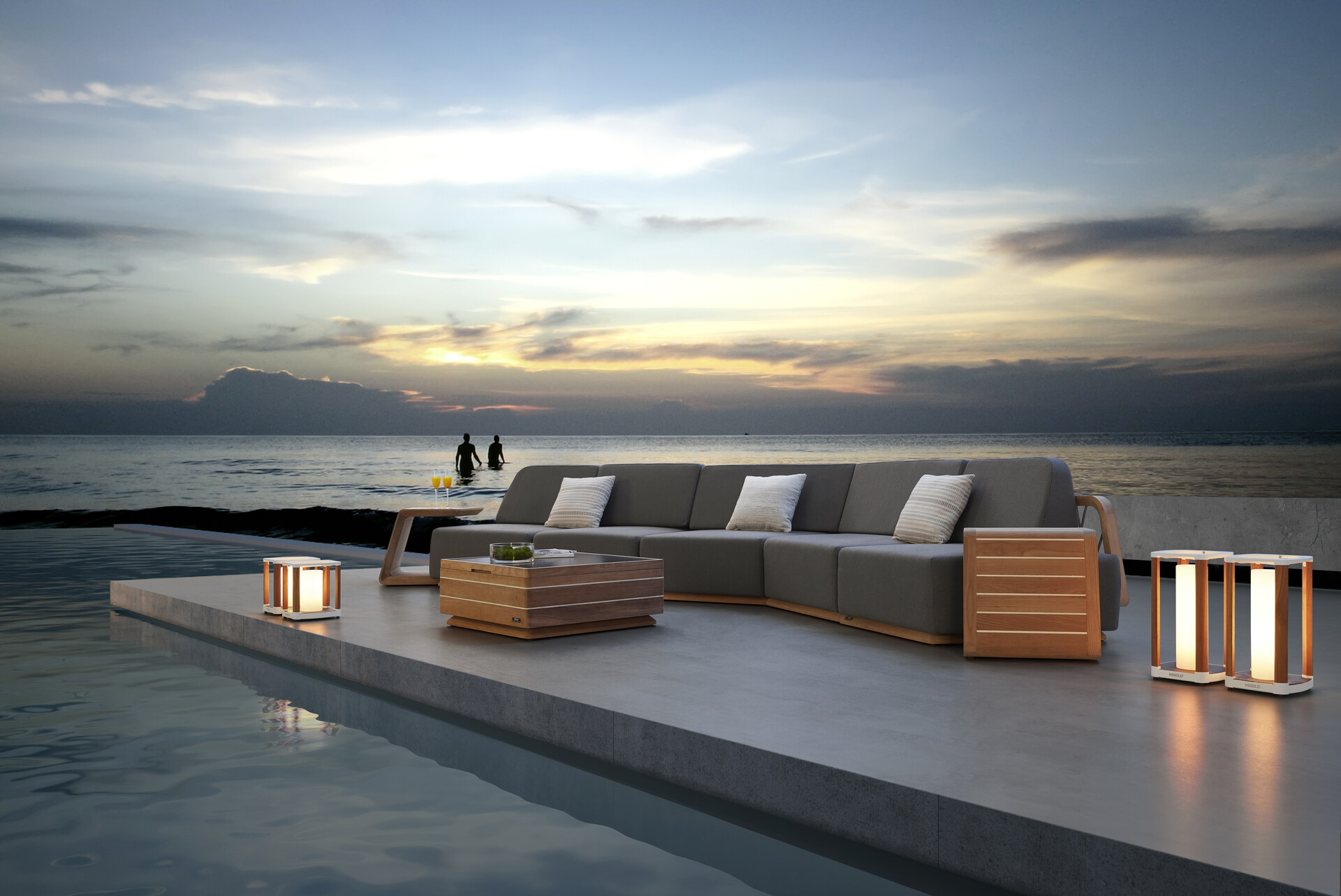 Outdoor terrace with Pininfarina-designed lounge