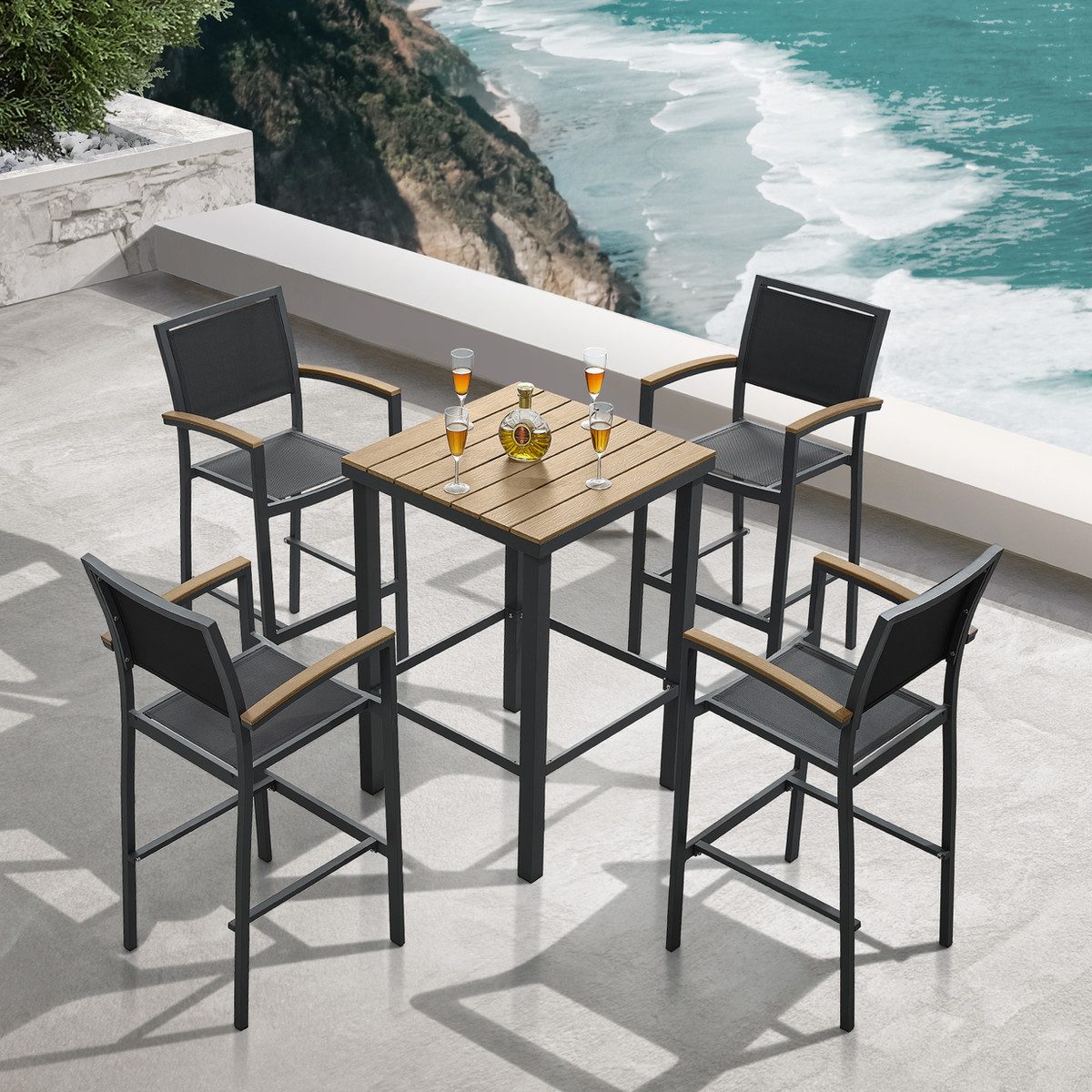 Carlo Outdoor Bar Set with Stools