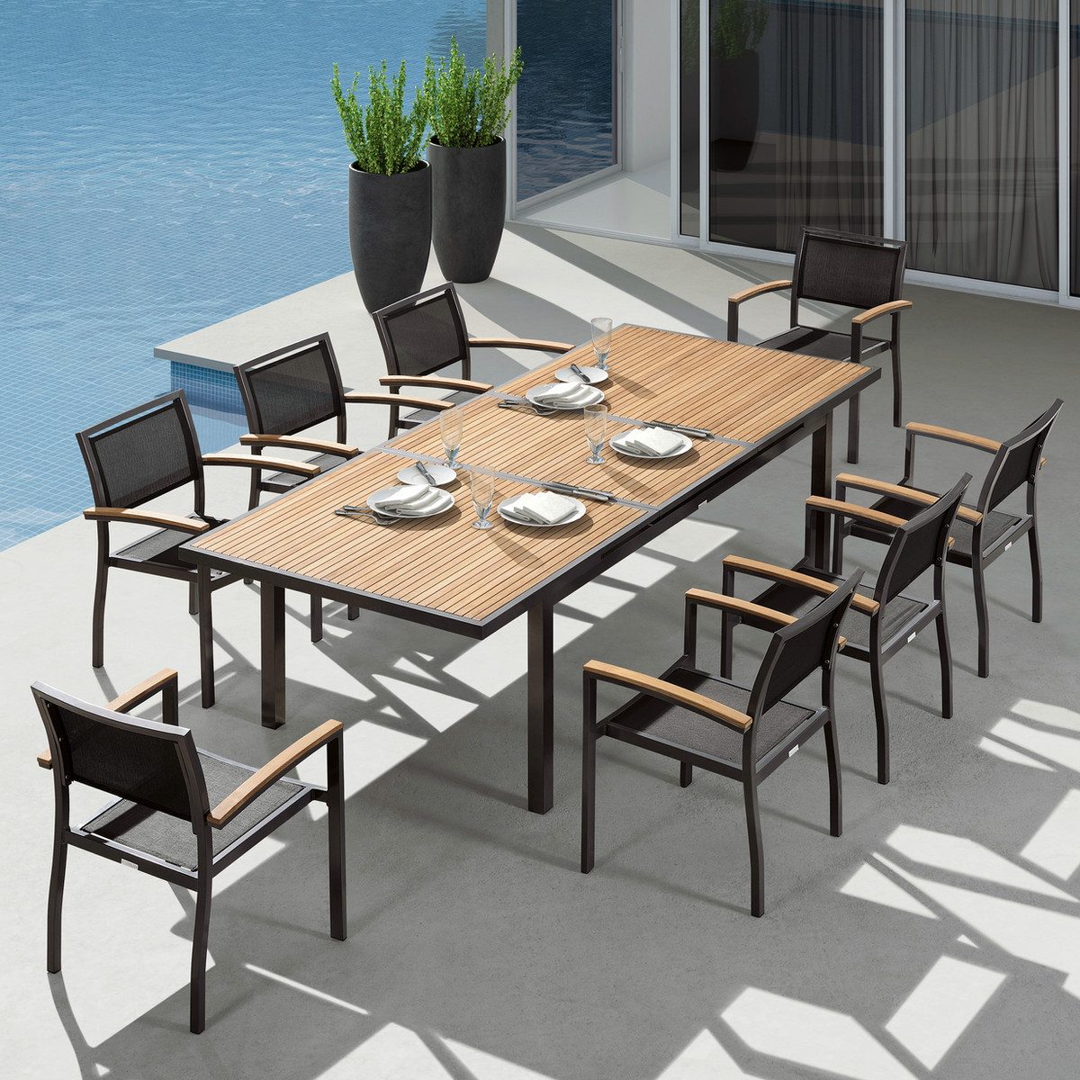 Heck Extendable Teak Outdoor Dining Set for 8-person