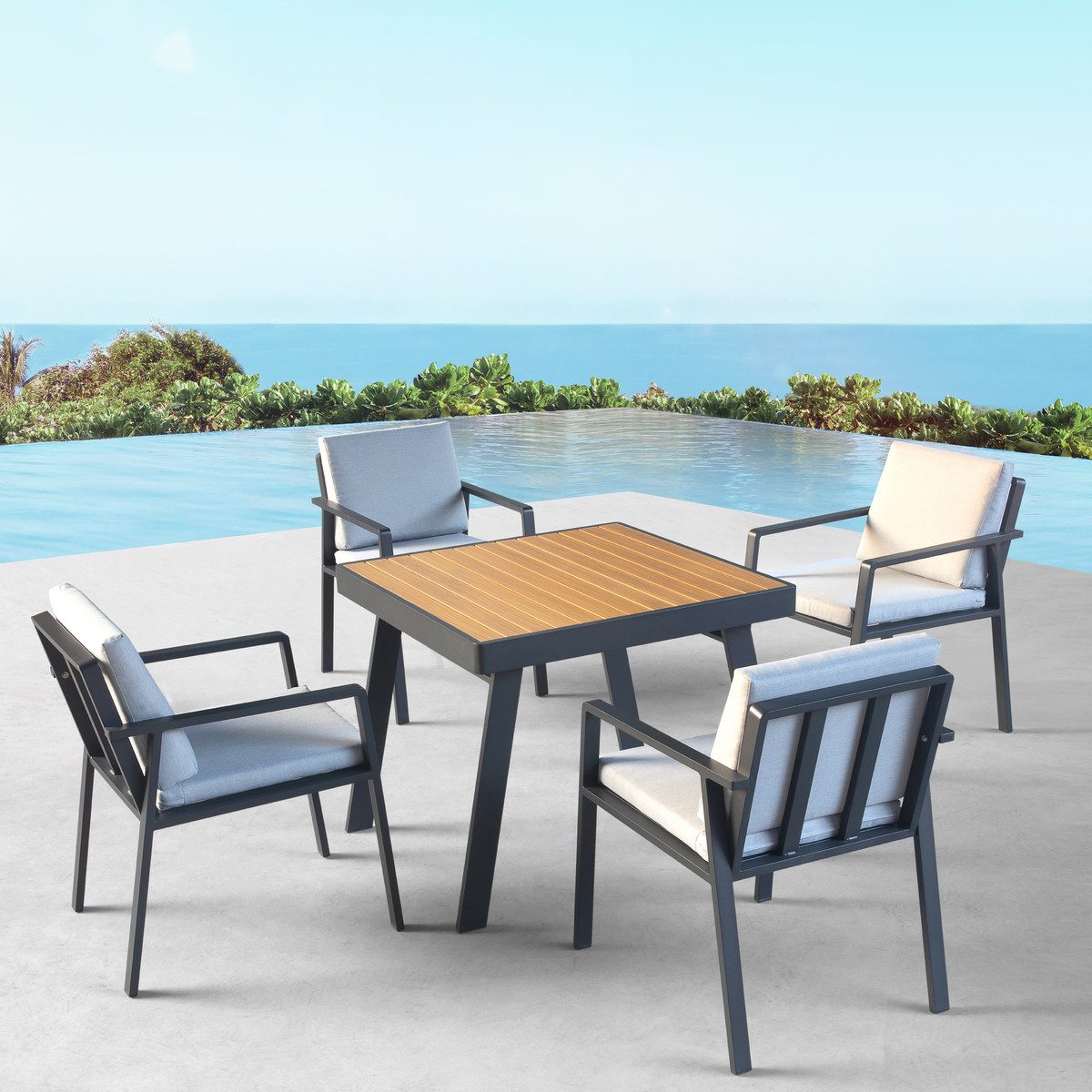Nofi 5 Pieces Outdoor Dining Set Black