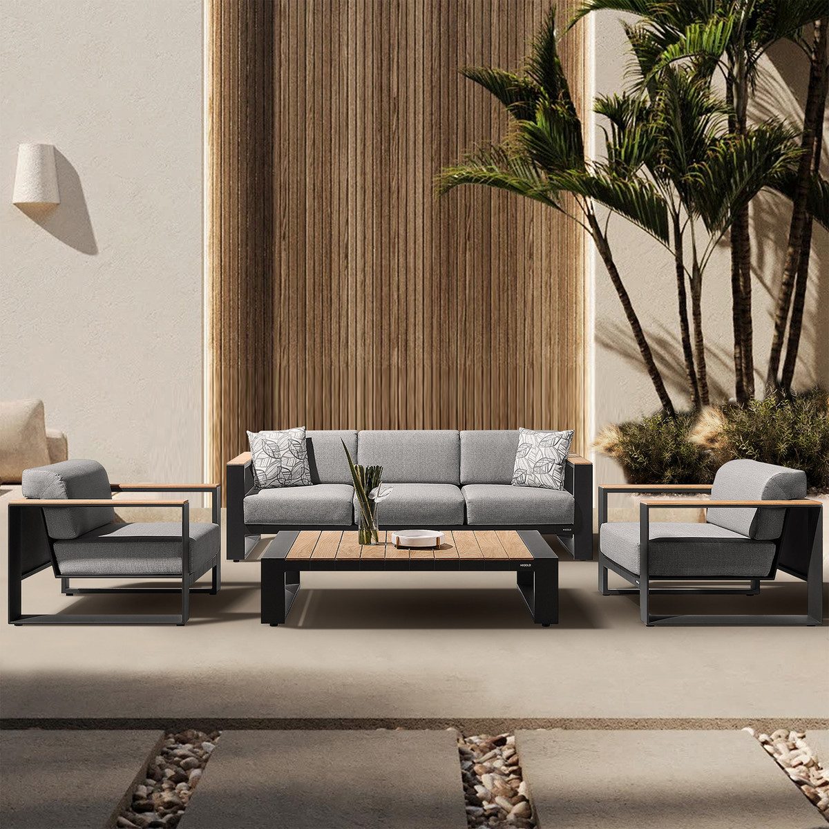 Cambusa Patio Conversation Set Outdoor Furniture Sofa Set with Teak Wood