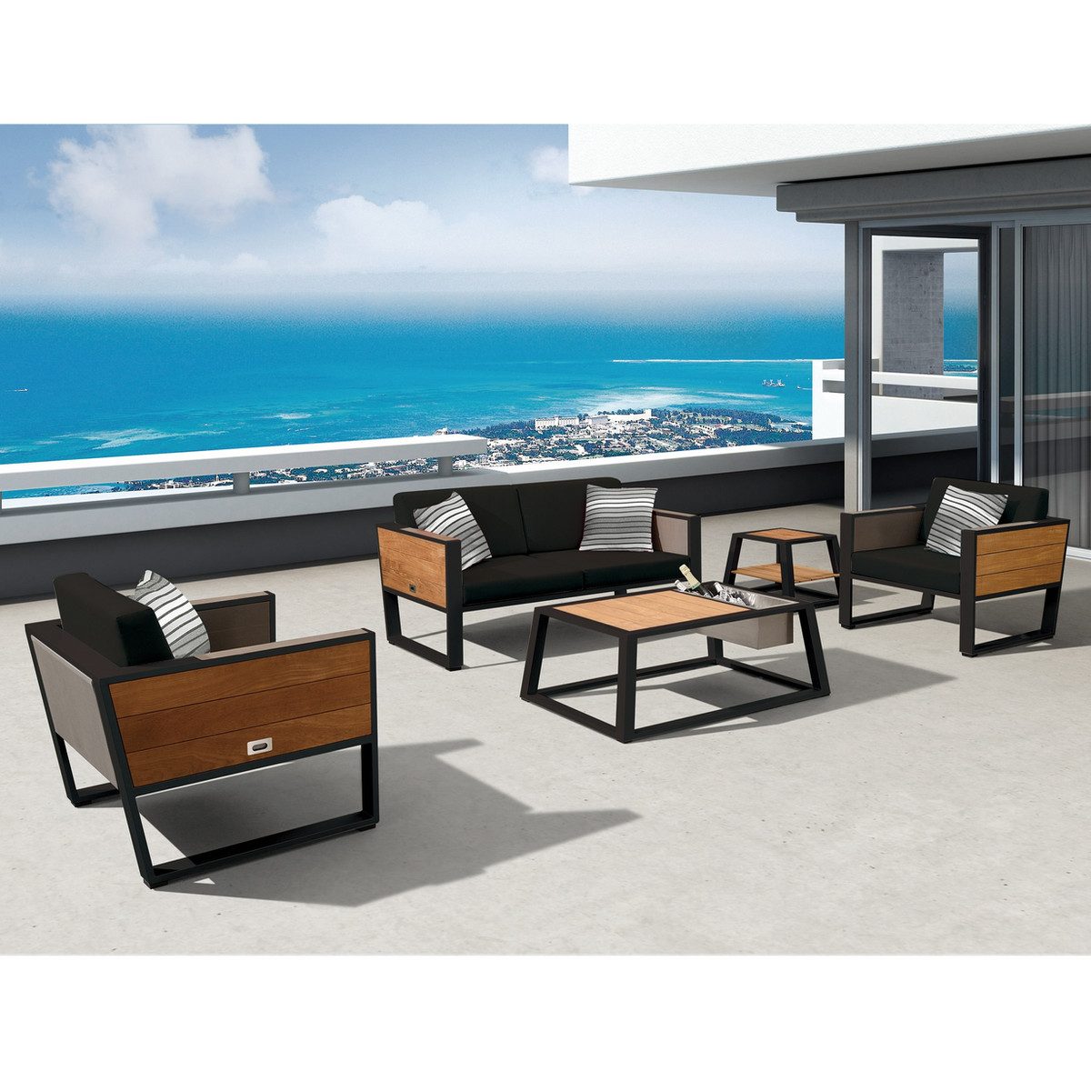 York Patio Conversation Set For 4 Person, Black