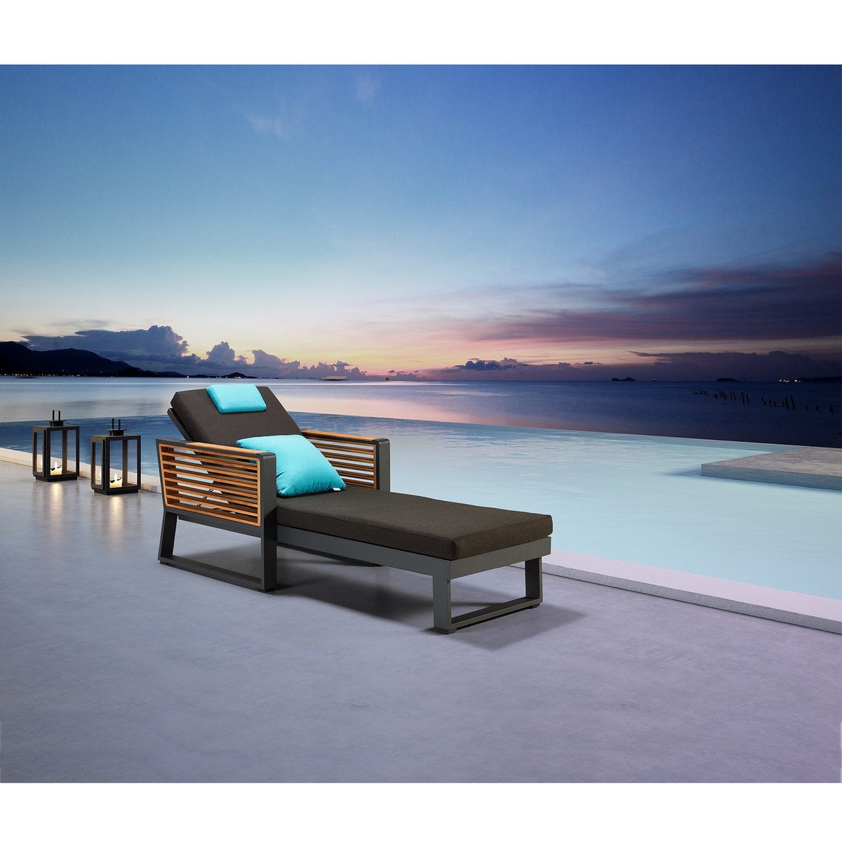 New York Patio Chaise Lounger, Black